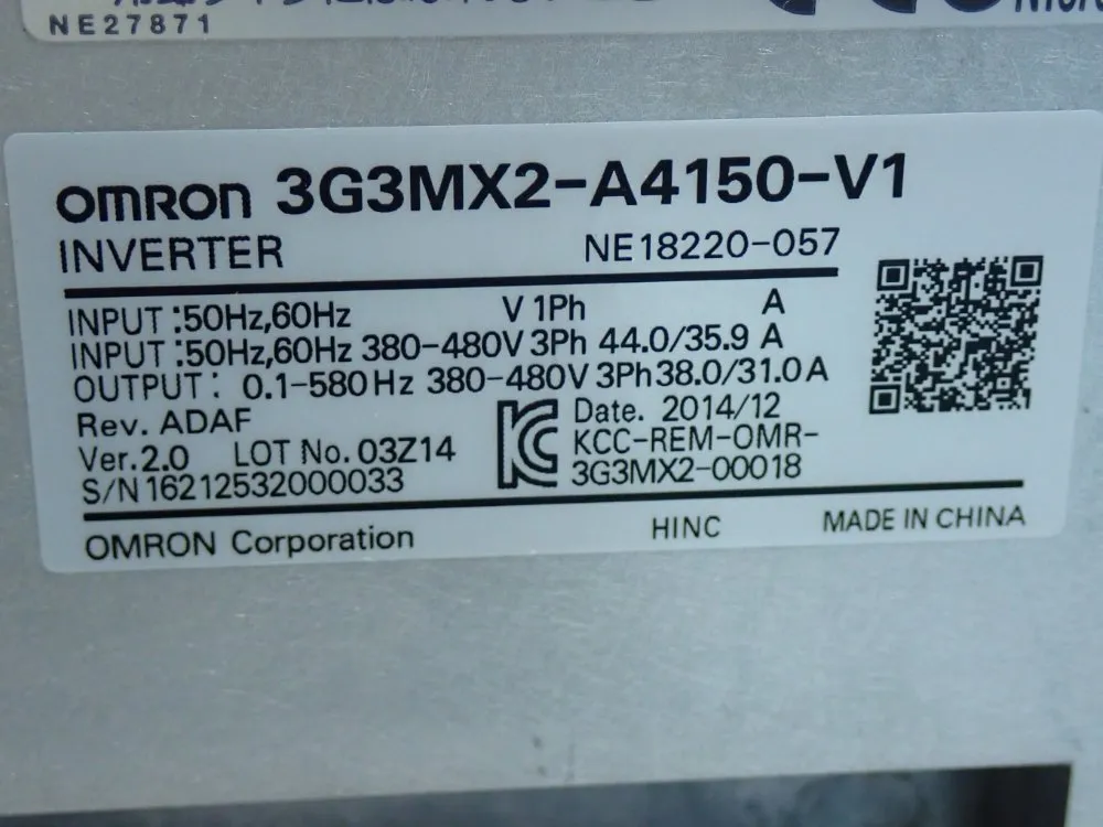 Omron Mx2-series Type-v1 Multi-function Compact Inverter - 3g3mx2-a4150-v1