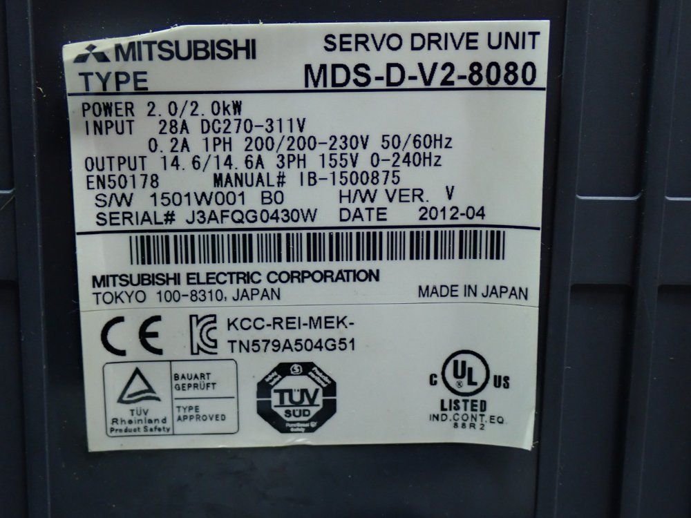 Mitsubishi Electric Dual Axis Servo Drive Servo Amplifier - Mds-d-v2-8080