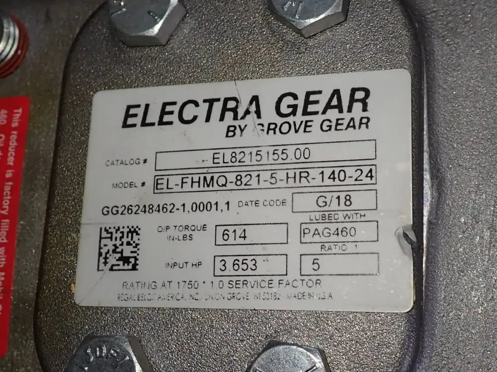 Grove Gear 5:1 Ratio Gear Reducer - El-fhmq-821-5-hr-140-24
