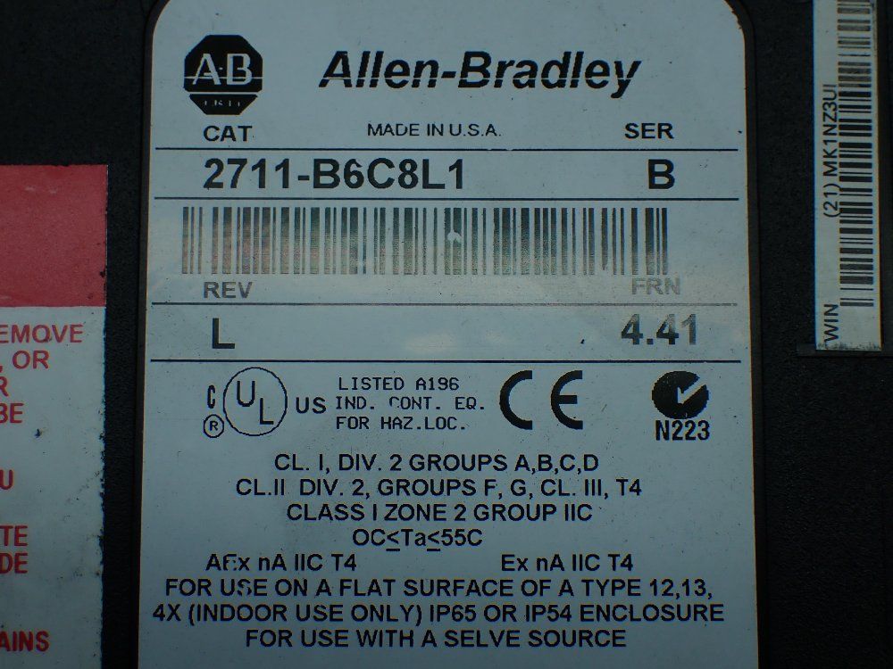 Allen-bradley Panelview 600 Operator Panel - 2711-b6c8l1