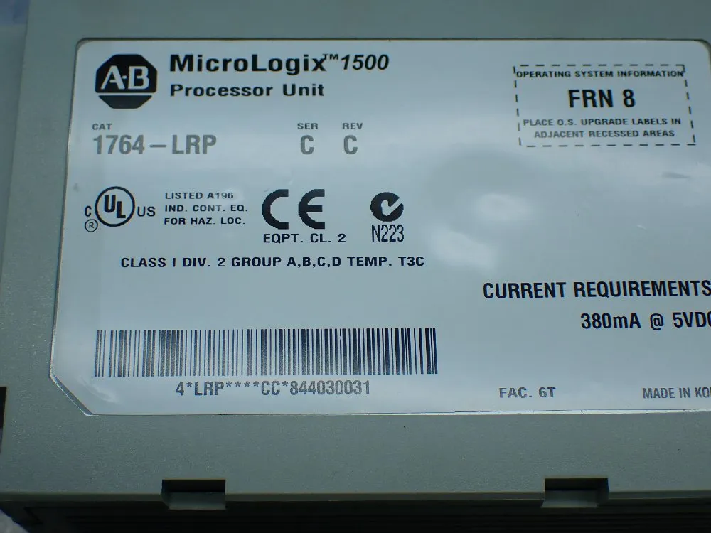 Allen-bradley Micrologix 1500 Processor Unit W/1764-28bxb Base - 1764-lrp