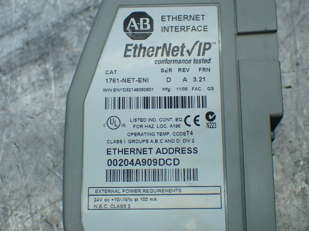 Allen-bradley Ethernet Interface Module - 1761-net-eni