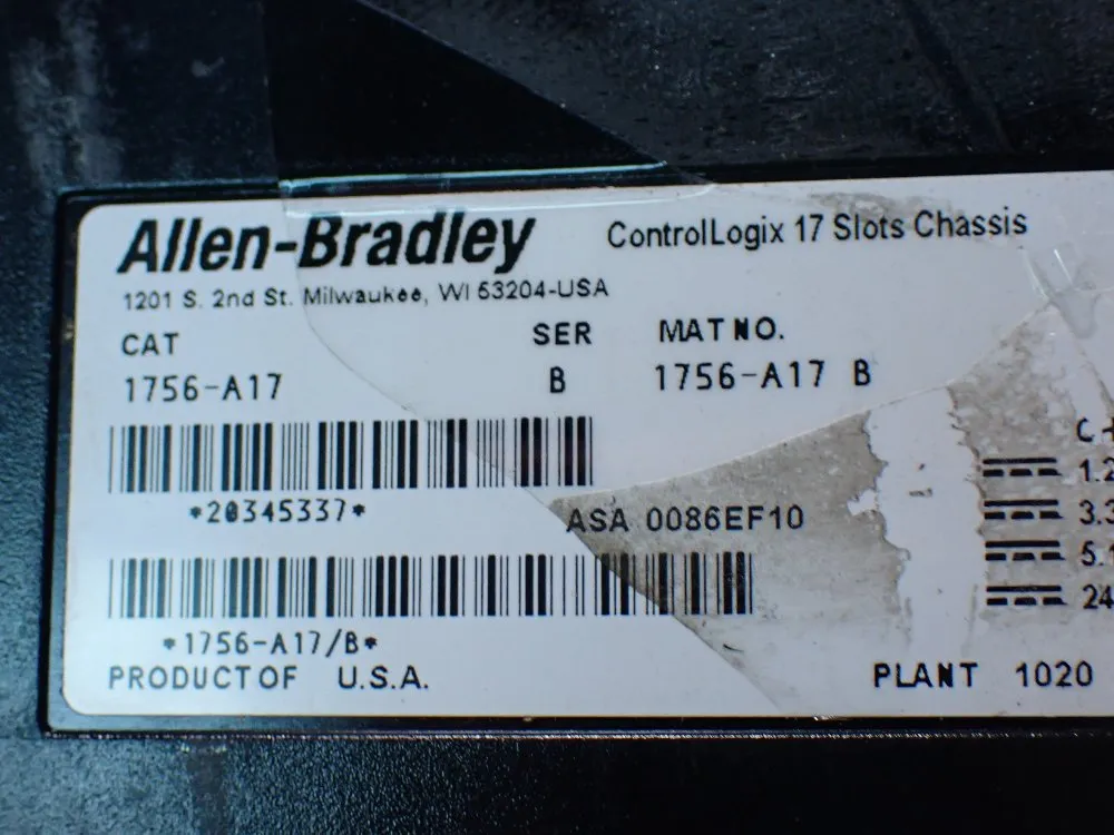 Allen-bradley Controllogix 17-slot Chassis With Psu And I/o Modules - 1756-a17