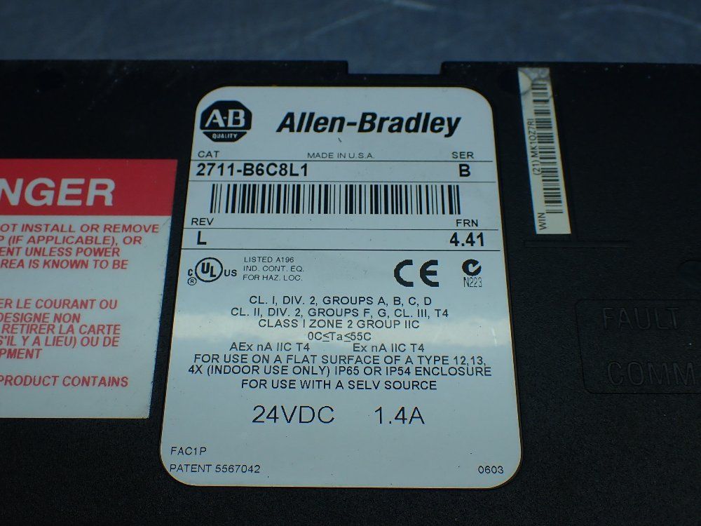 Allen-bradley Panelview 600 Operator Panel - 2711-b6c8l1