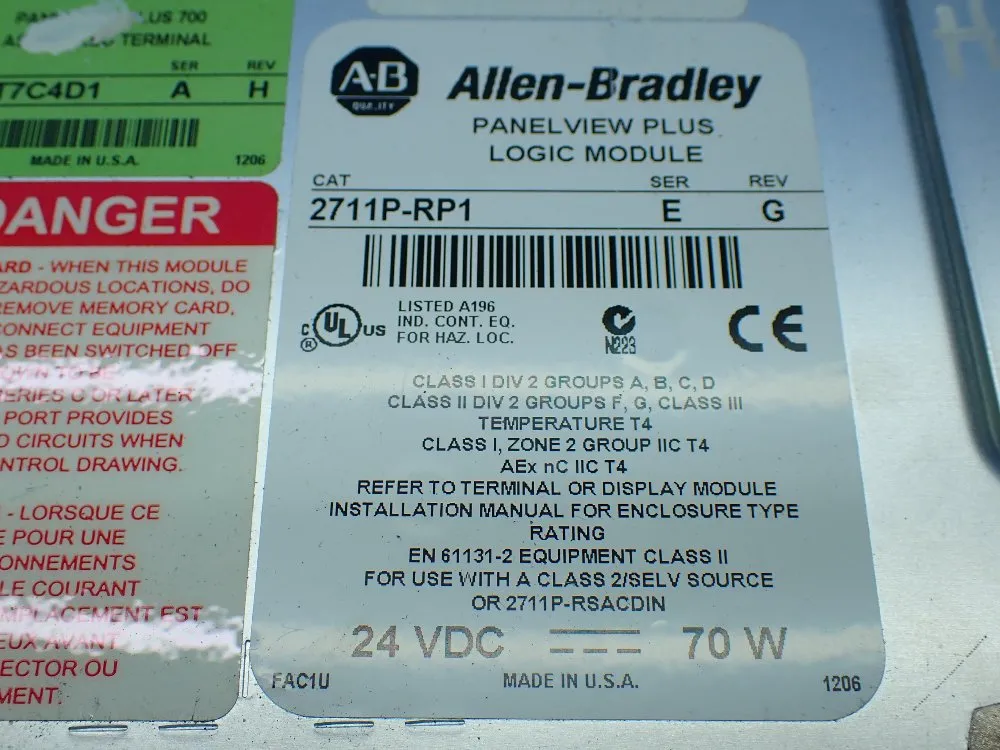 Allen-bradley Panelview Plus 700; Operator Panel - 2711p-t7c4d1