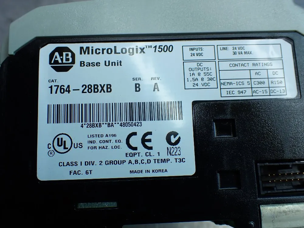 Allen-bradley Micrologix 1500 Processor Unit With 1764-28bxb Base Unit - 1764-lrp