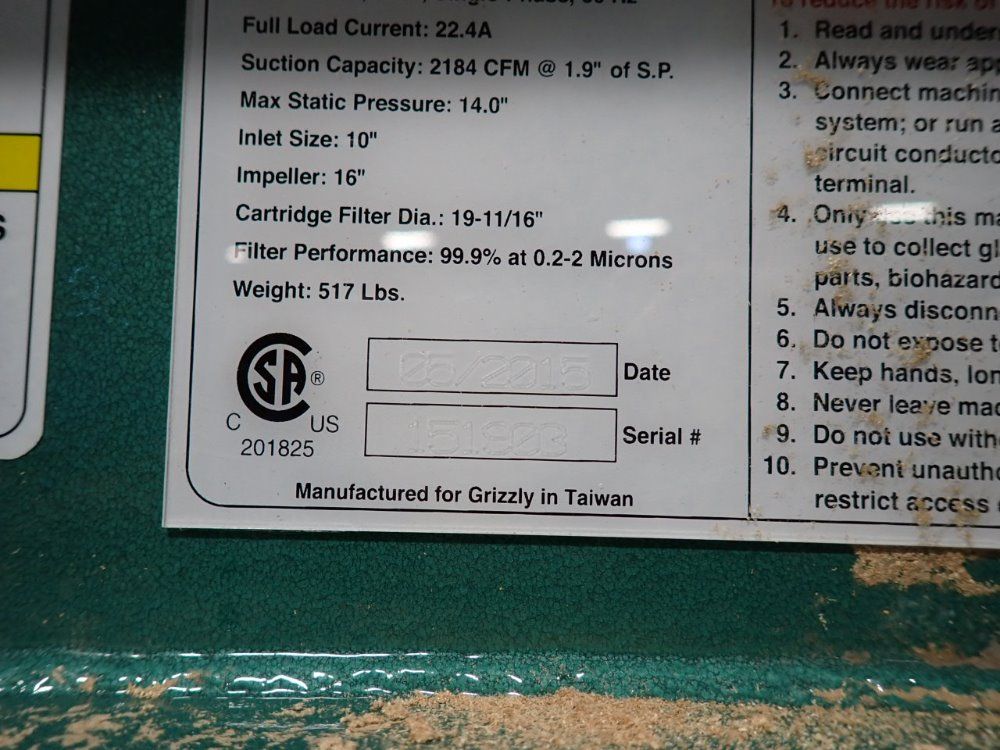 Grizzly Industrial 5 Hp Cyclone Dust Collector - G0442