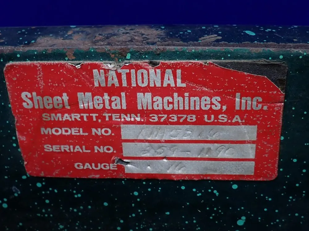 National Sheet Metal Machines Inc 16 Gauge Nh5216 Shear - Nh5216