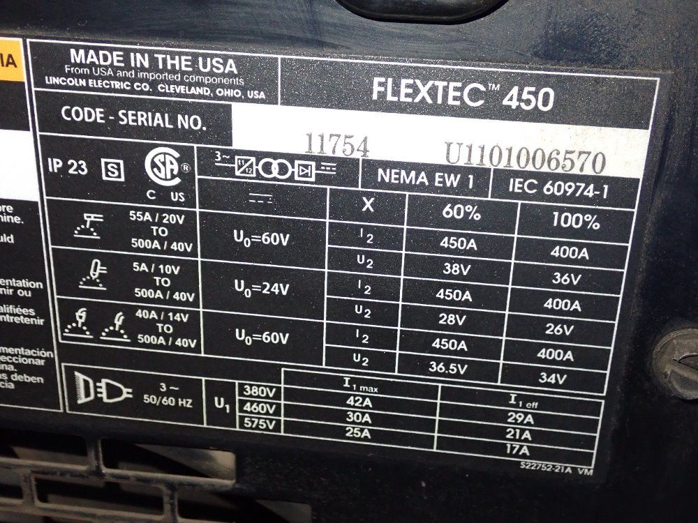 Lincoln Electric 500 Amp Flextec 450 Welder - Flextec 450