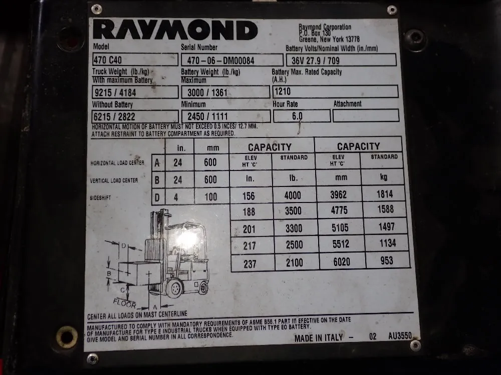 Raymond 4000 Lbs 4700c40 Electric Forklift - 4700c40