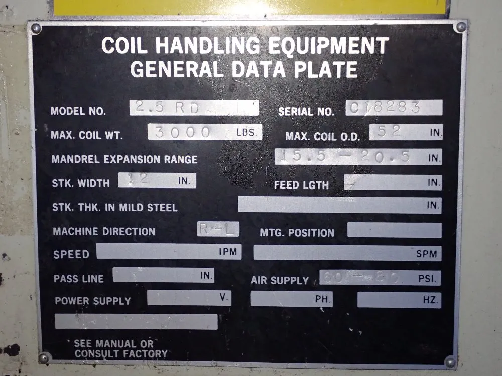 Coil Handling Equipment 3000 Lbs 2.5 Rd Dual Coil Reel - 2.5 Rd