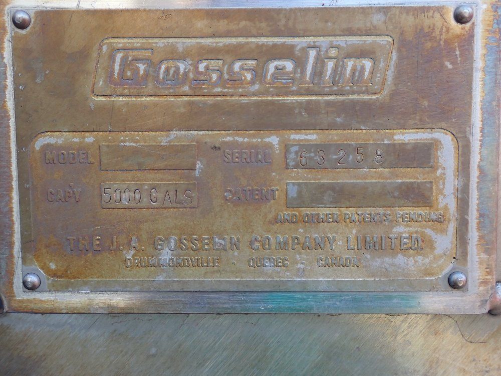 Gosselin 5000 Gallons 5000 Gallons S/s Tank