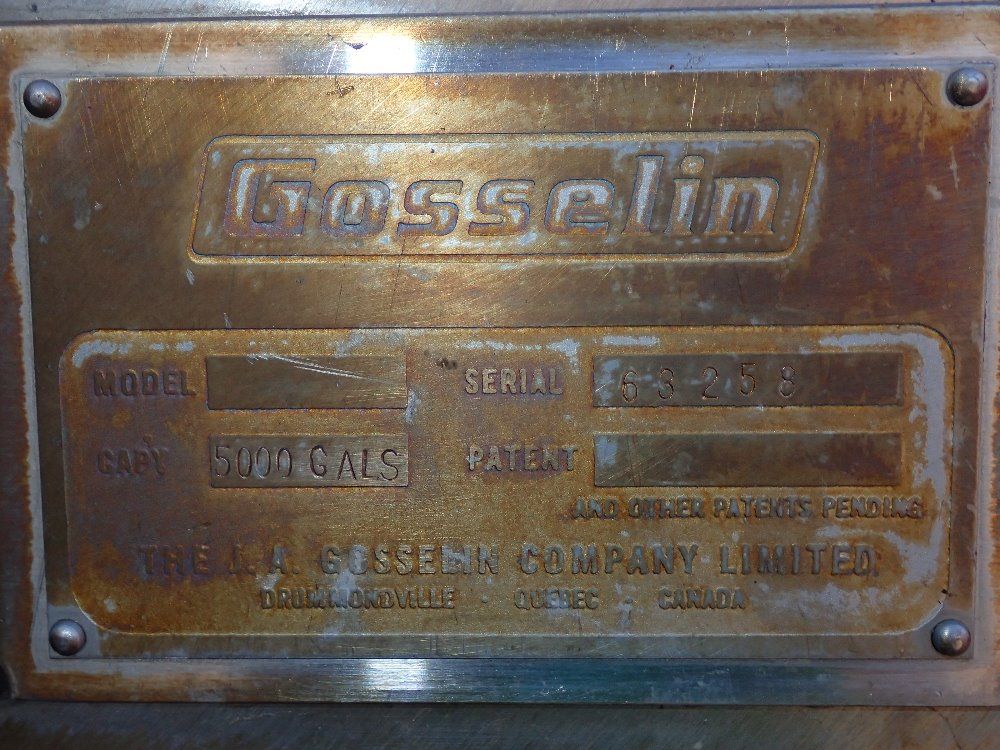 Gosselin 5000 Gallons 5000 Gallons S/s Tank
