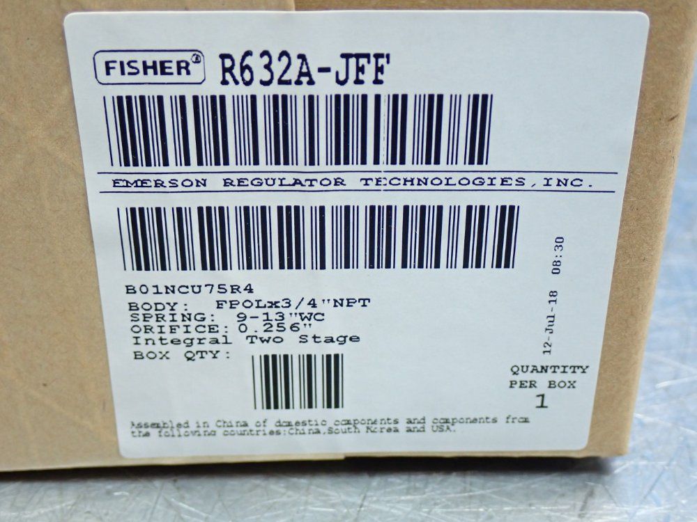 Fisher 950,000 Btu/hr Max, 250psig / 17,2bar Max Integral Two-stage Regulator - R632a-jff