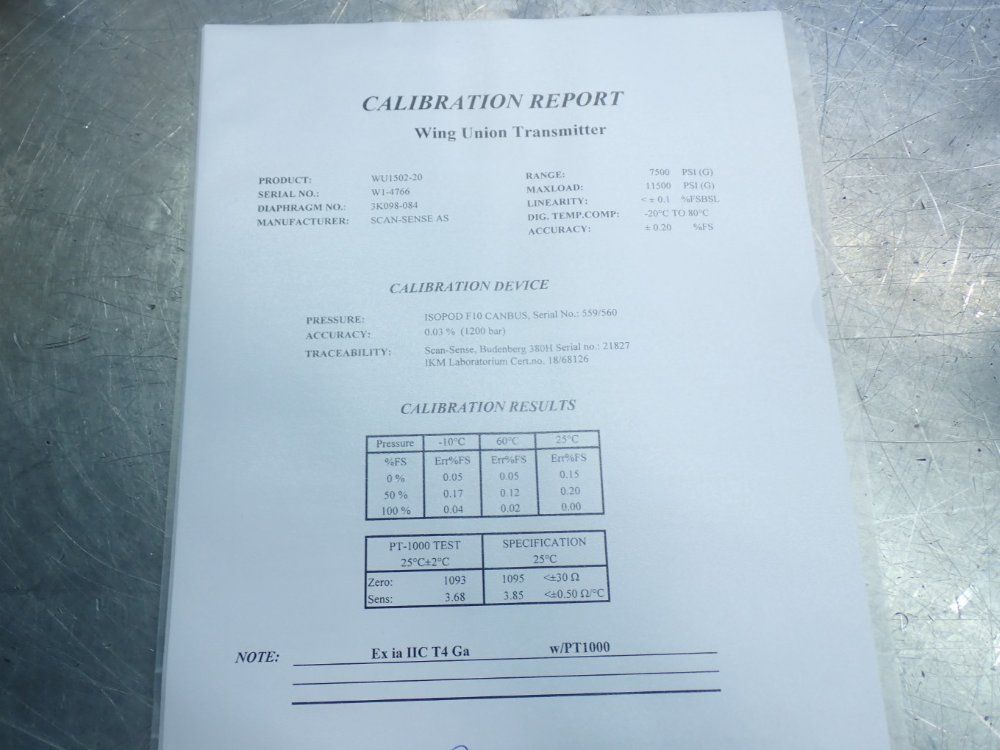 Scansense Wing Union Pressure Transmitter - 1502-20