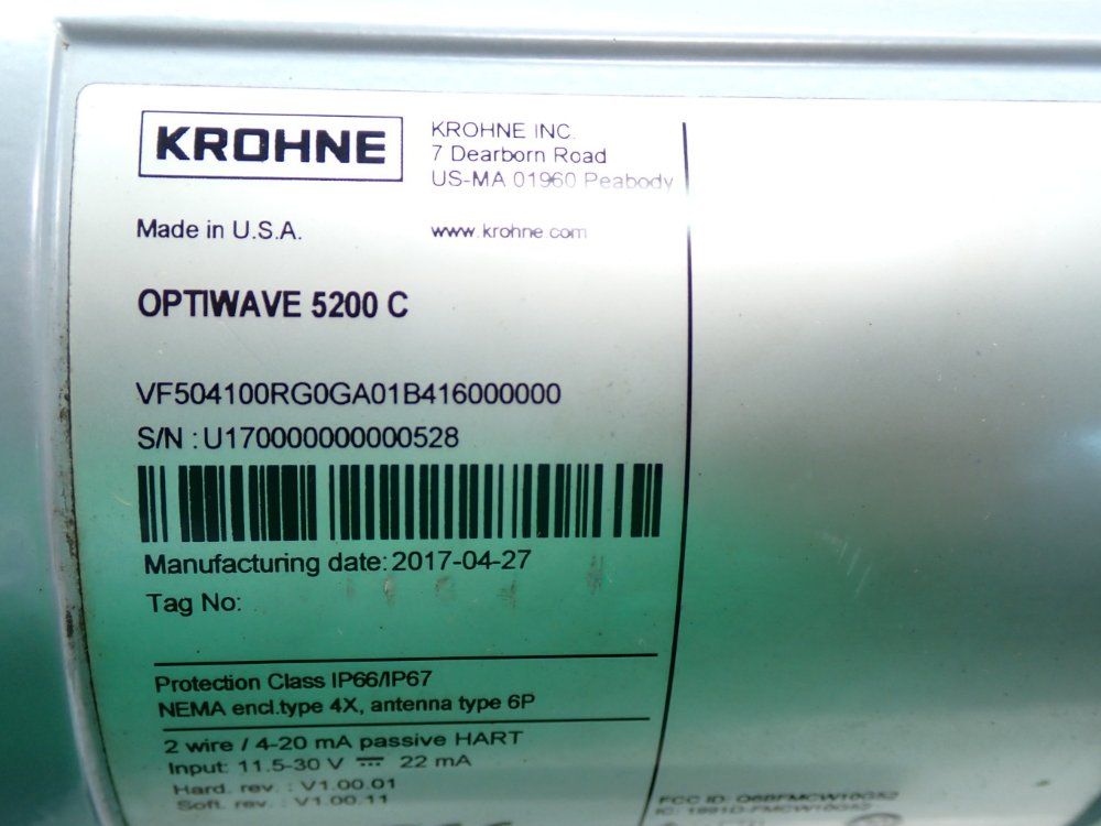 Krohne Optiwave 5200c Radar Level Meter - Vf504100rg0ga01b46000000