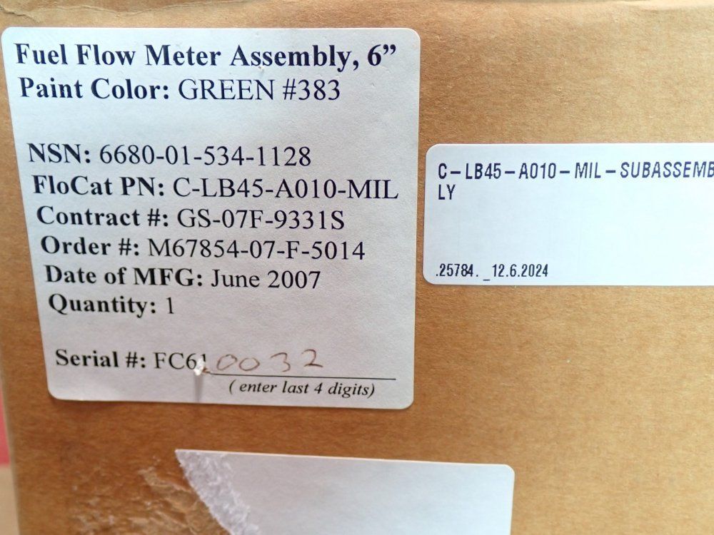 Flocat 75psi, 6" Fuel Flow Inlet Outlet, 900gpm Heavy-duty Electromagnetic Fluid Flow Meter Assmebly - C-lb45-a010-mil