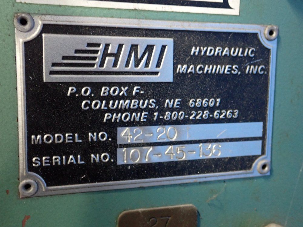 Hmi, Hydraulic Machincs Inc. Iron Worker - Hmi 42-20