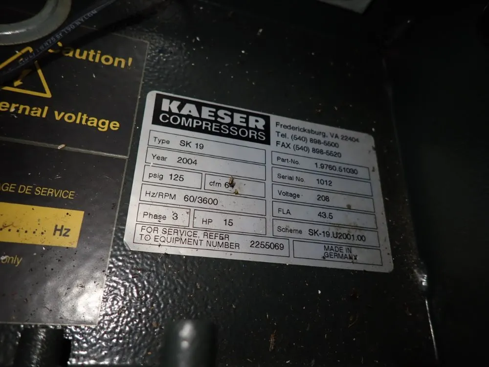 Kaeser 15 Hp Rotary Air Compressor - Sk 19