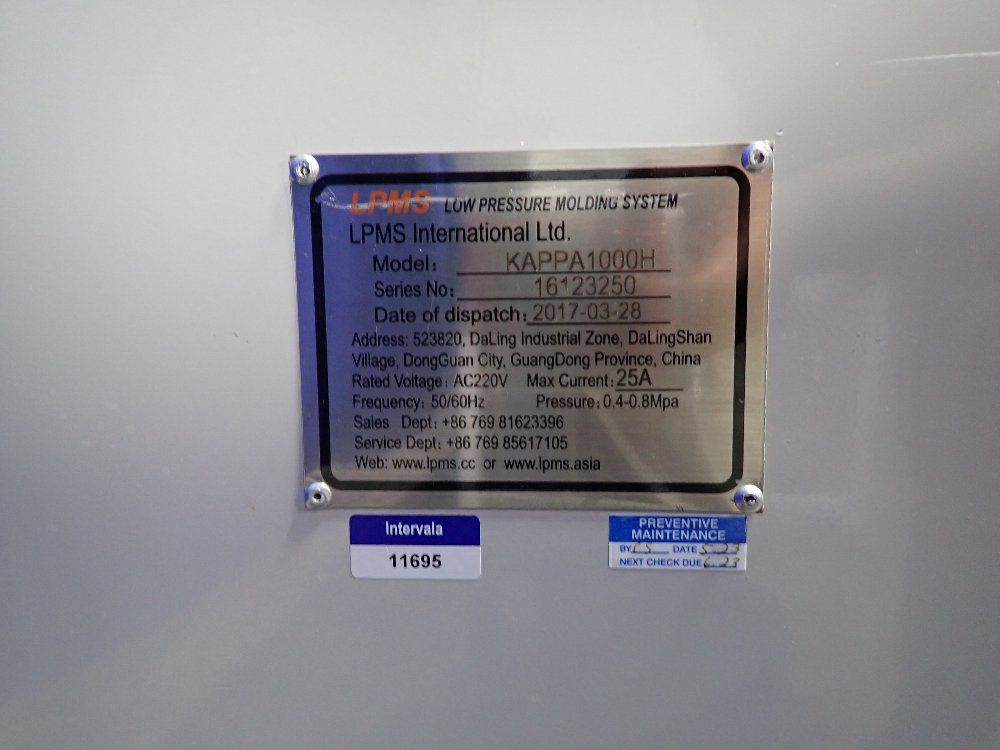 Lpms 2017 Lpms Low Pressure Molding System - Kappa1000h-16/23z50