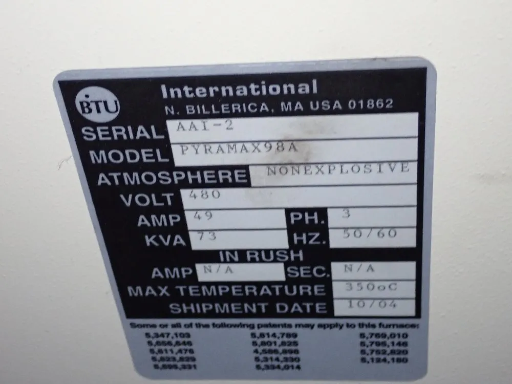 Btu International 350°c 2004 Btu International Pyramax98a Reflow Oven - Pyramax98a