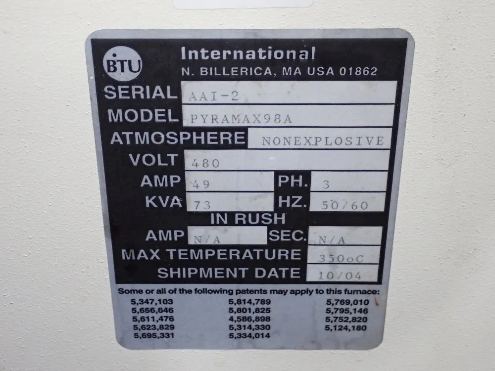 Btu International 350°c 2004 Btu International Pyramax98a Reflow Oven - Pyramax98a