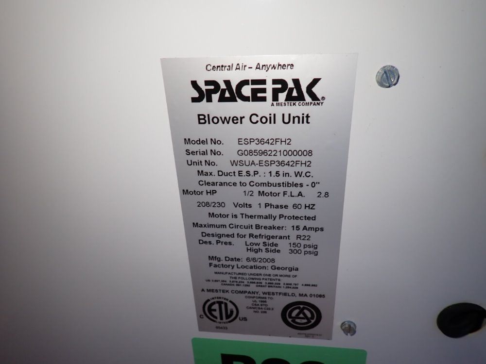 Spacepak Blower Coil Unit - Esp3642fh2