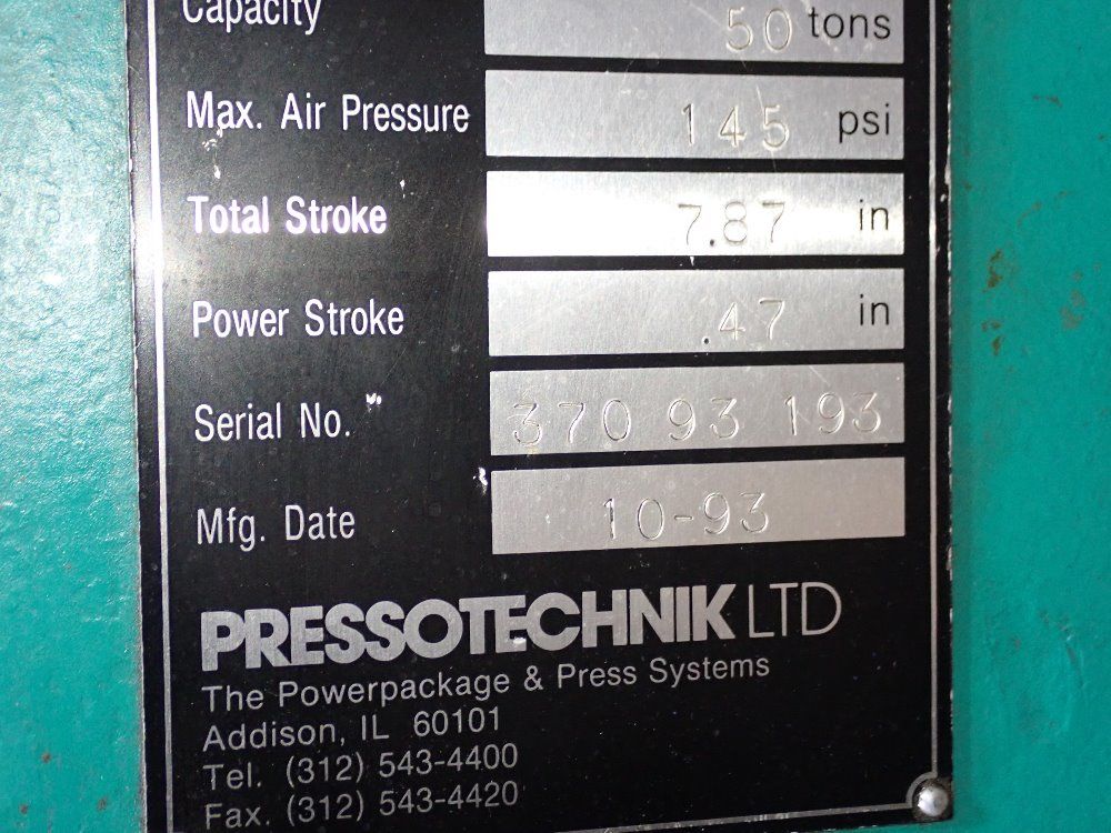 Pressotechnik 50 Ton Hydraulic Press - Pcg-50