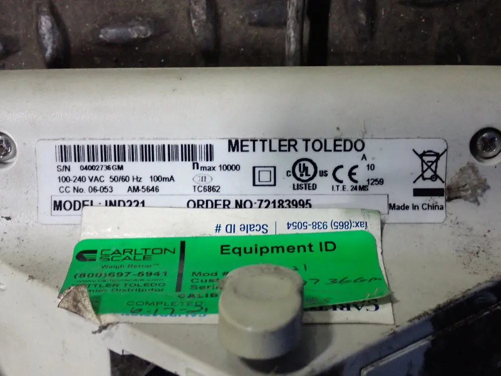 Mettler-toledo Inc 2500 Lbs Scale - Ind221