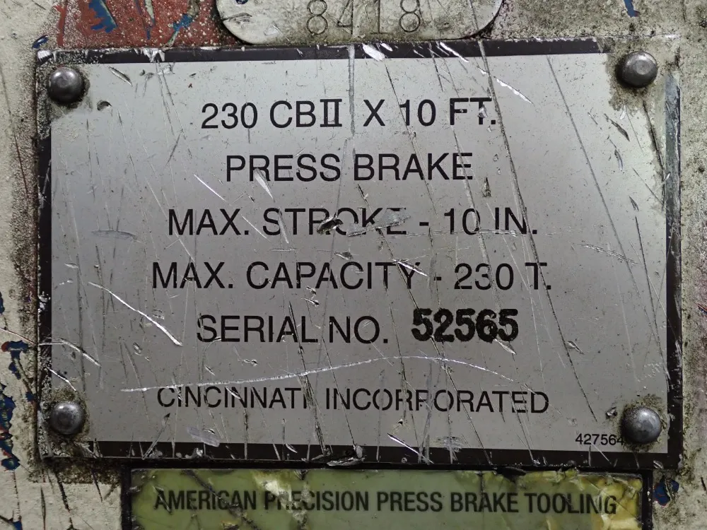 Cincinnati 230 Ton X 12' Press Brake - 230cbii X 10ft
