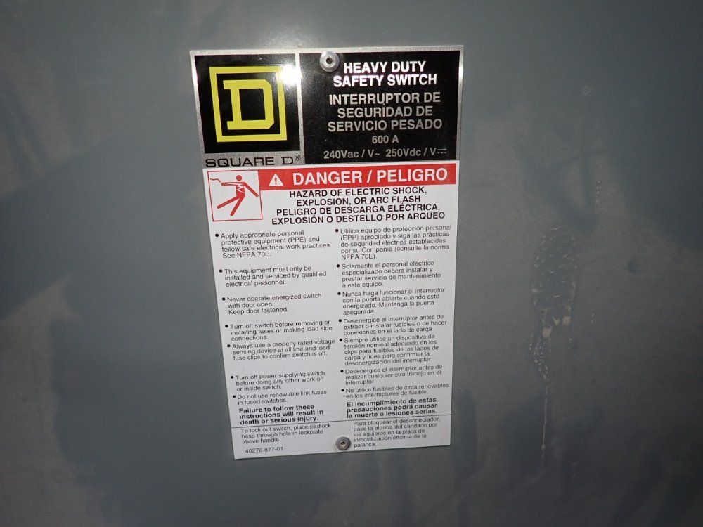 Square D 600 Amps Fusible Disconnect - H326n