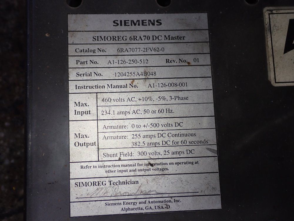 Siemens 6ra7077-2fv62-0 Drive - 6ra7077-2fv62-0