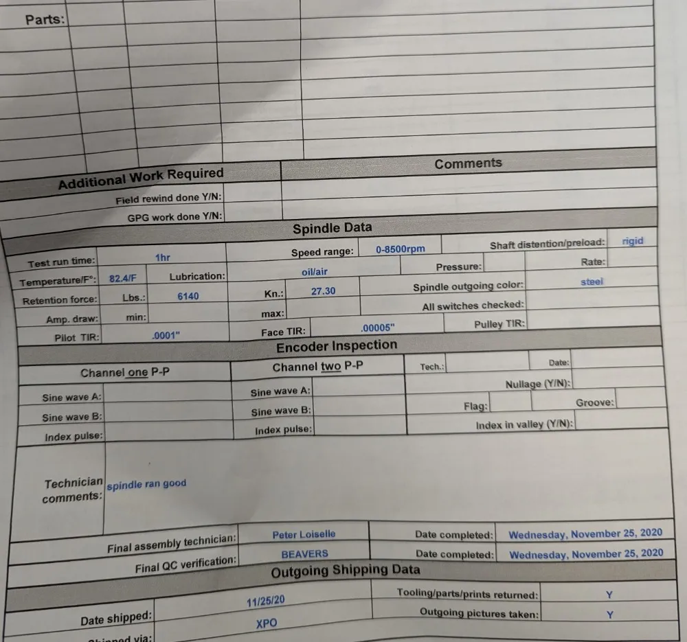 Dmg Mori 5" Spindle Cartridge - Nhx4000