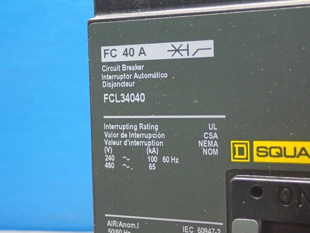 Square D 40 Amp Circuit Breaker - Fcl34040