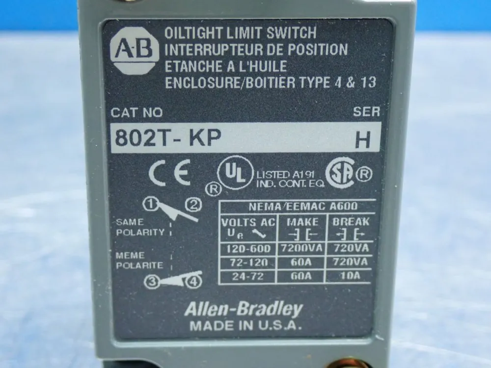 Allen Bradley Oiltight Limit Switch - 802t-kp