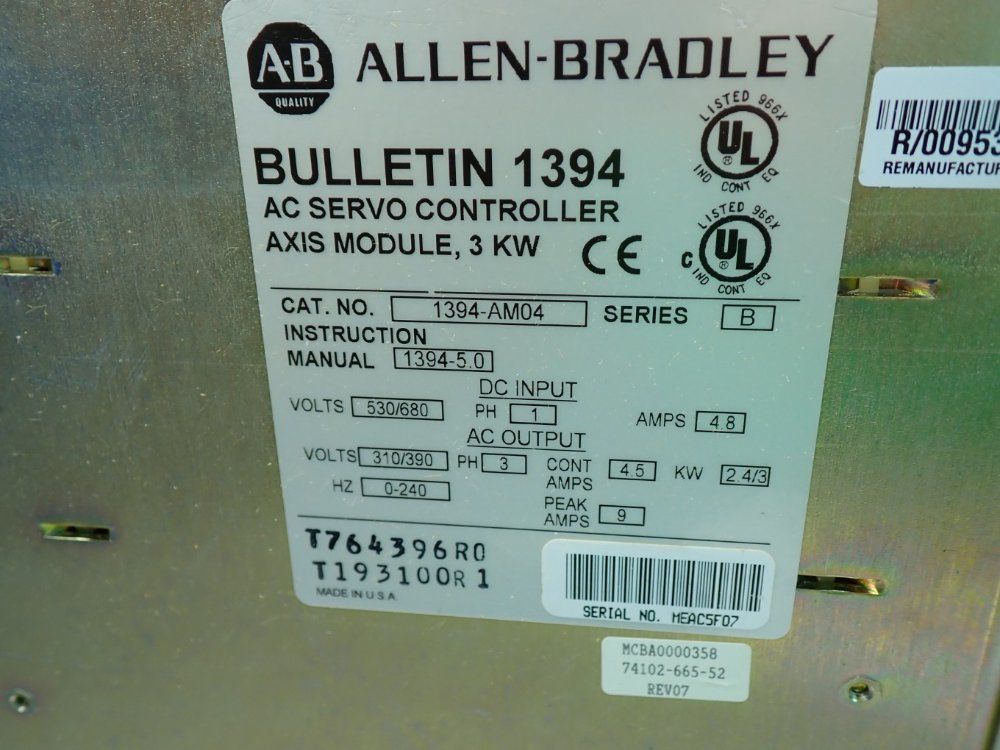 Allen Bradley Ac Servo Controller - 1394am04