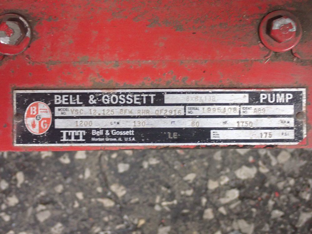 Bell & Gossett 60 Hp 60 Hp Pump - Vsc 12.125 Bfw Rhr Qf2916