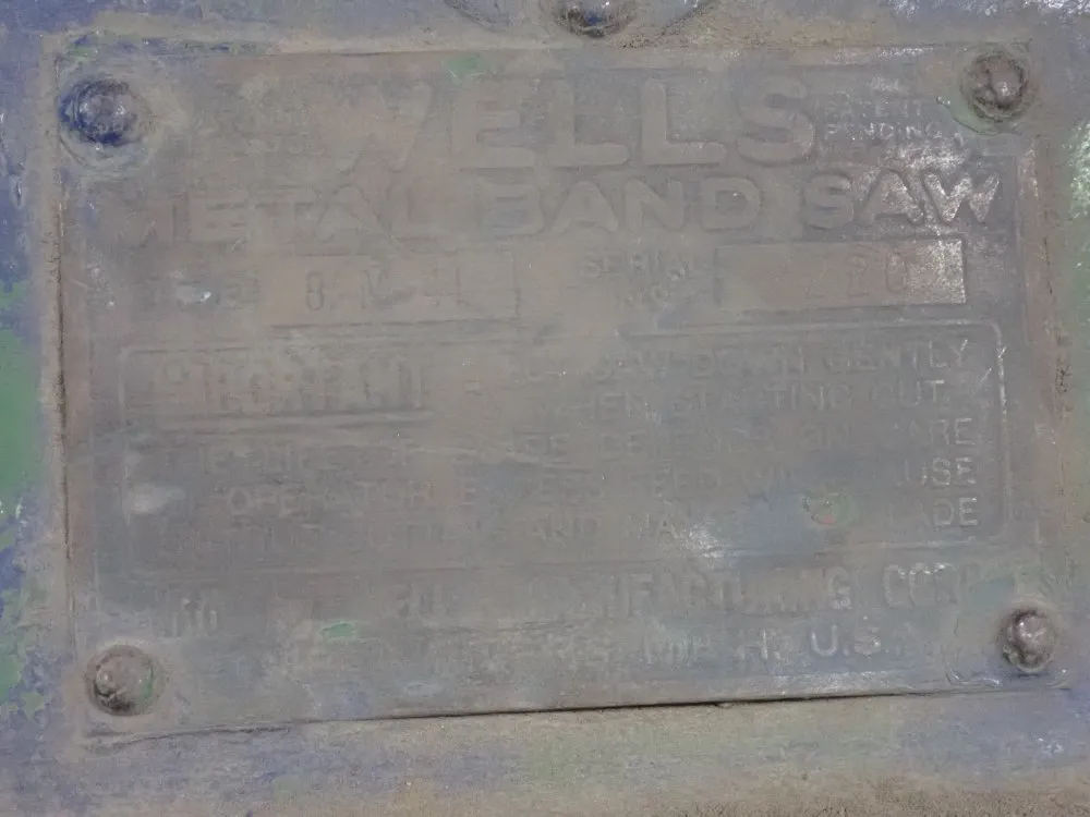 Wells 18" X 8" Horizontal Band Saw