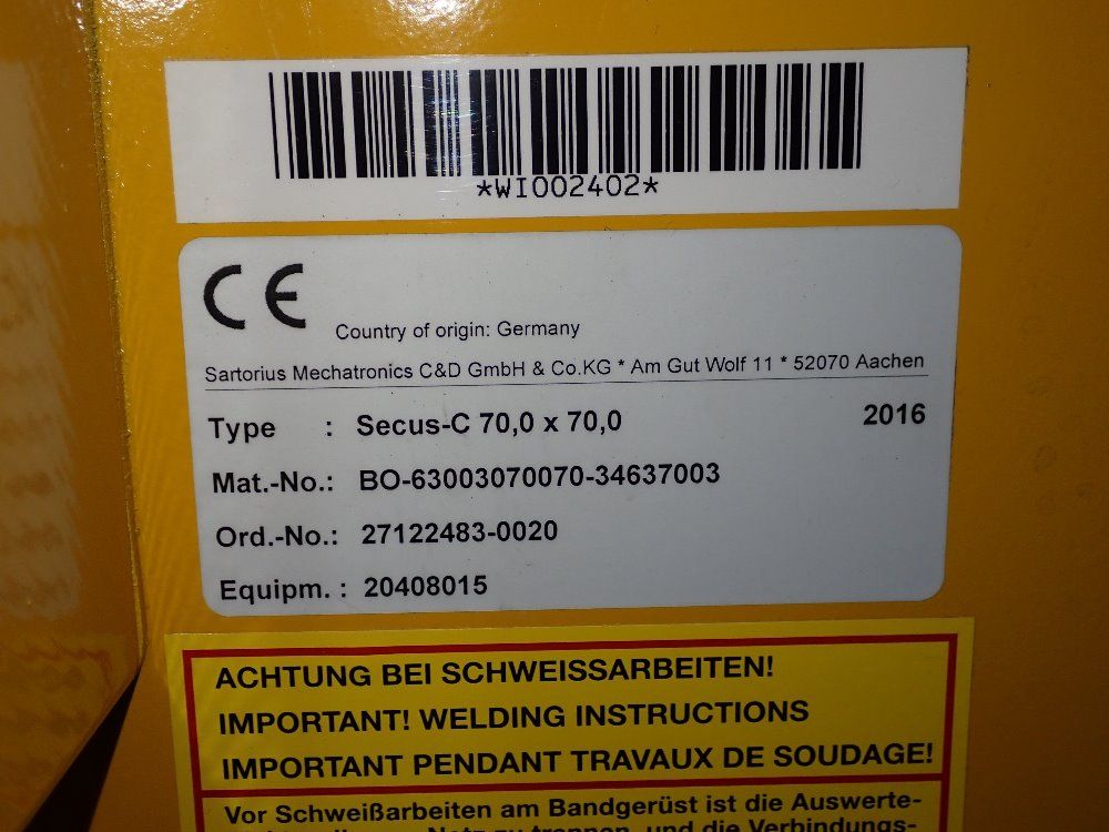 Sartorius Mechatronics 26" X 125" Metal Detector - Secus-c 70 0 X 70 0