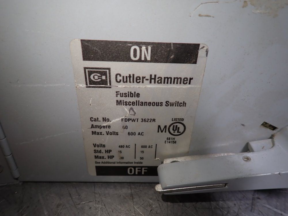 Cutler-hammer 60 Amp Fusible Disconnect - Fdpwt 3622r