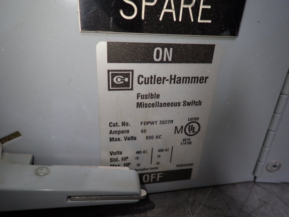Cutler-hammer 60 Amp Fusible Disconnect - Fdpwt 3622r