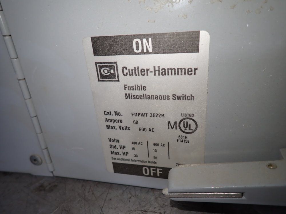 Cutler-hammer 60 Amp Fusible Disconnect - Fdpwt 3622r