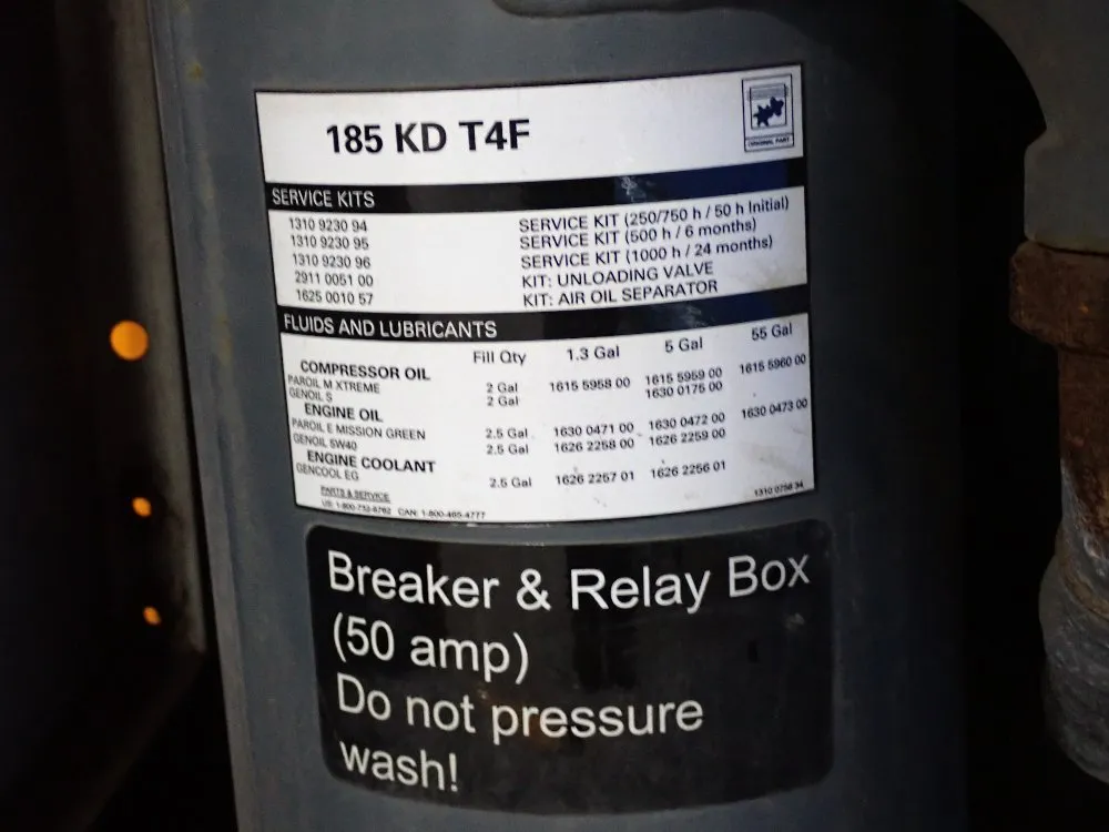 Atlas Copco 2017 Atlas Copco Cps 185 Kdu8 T4 Portable Air Compressor - Cps 185 Kdu8 T4