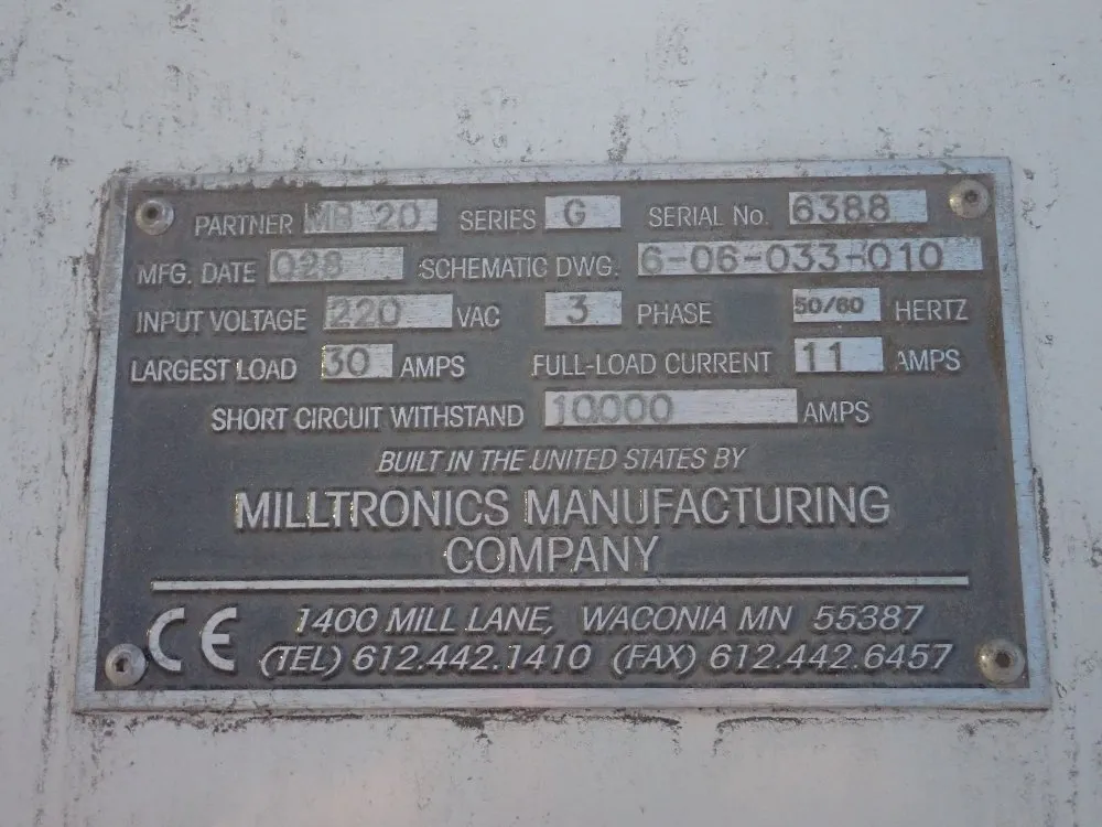 Milltronics Partner 54"x16" Mb20 Cnc Vertical Mill - Mb20