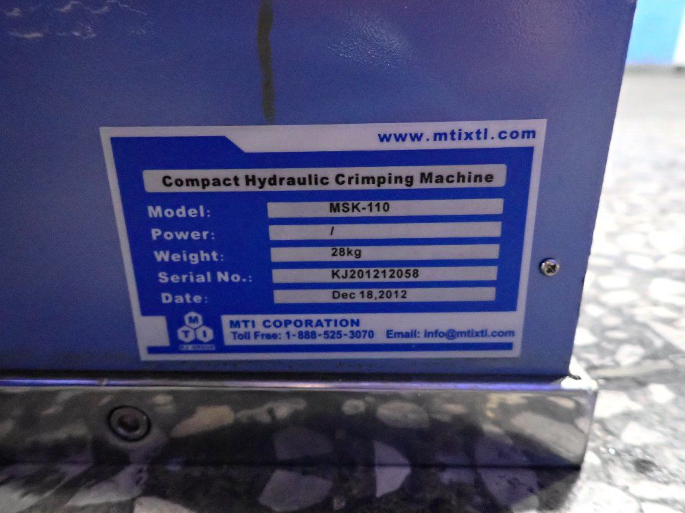 Mti Corp 28kg Hydraulic Crimping Machine - Msk-110