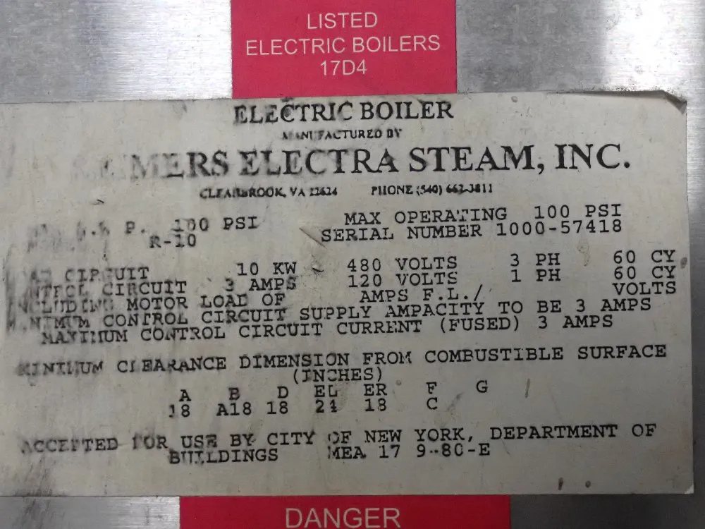 Electra Steam Electric Boiler - M-17363