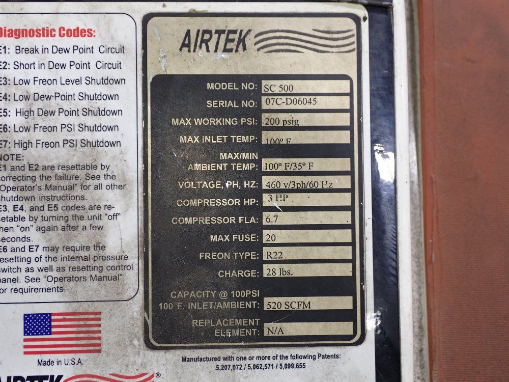 Airtek 100°f Air Dryer - Sc 500