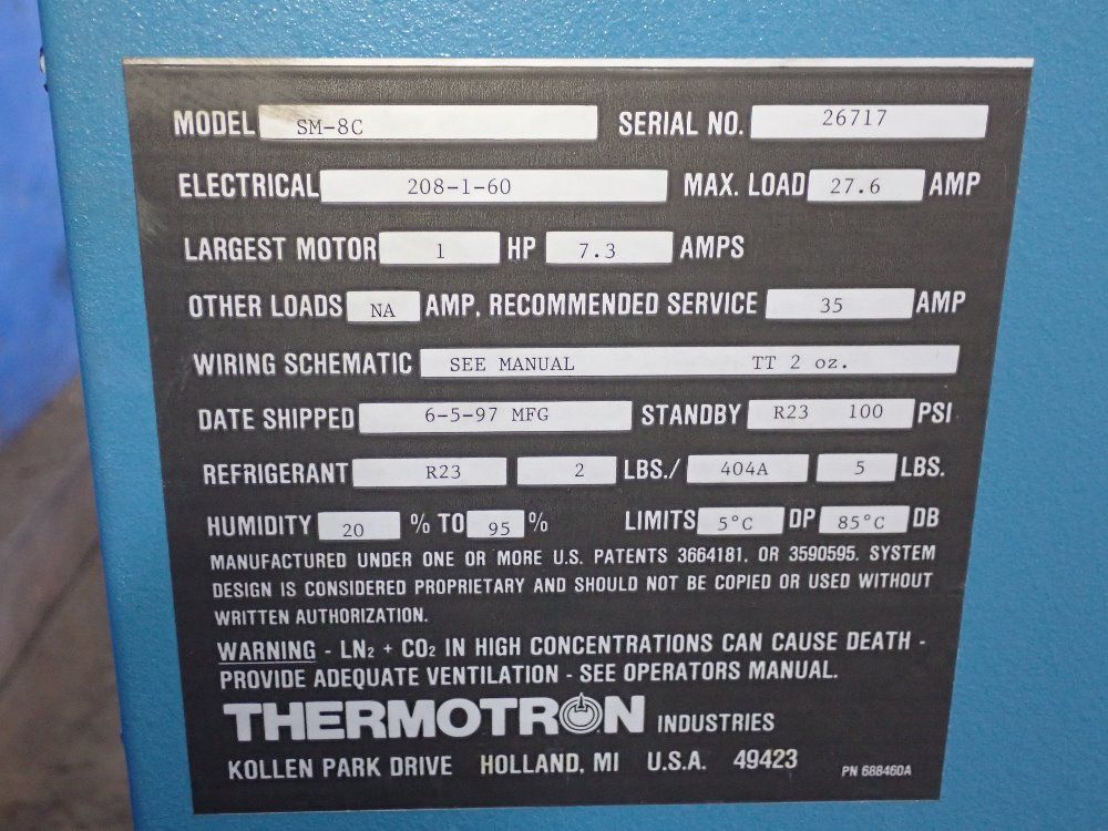 Thermotron Thermotron Sm8c Environmental Chamber