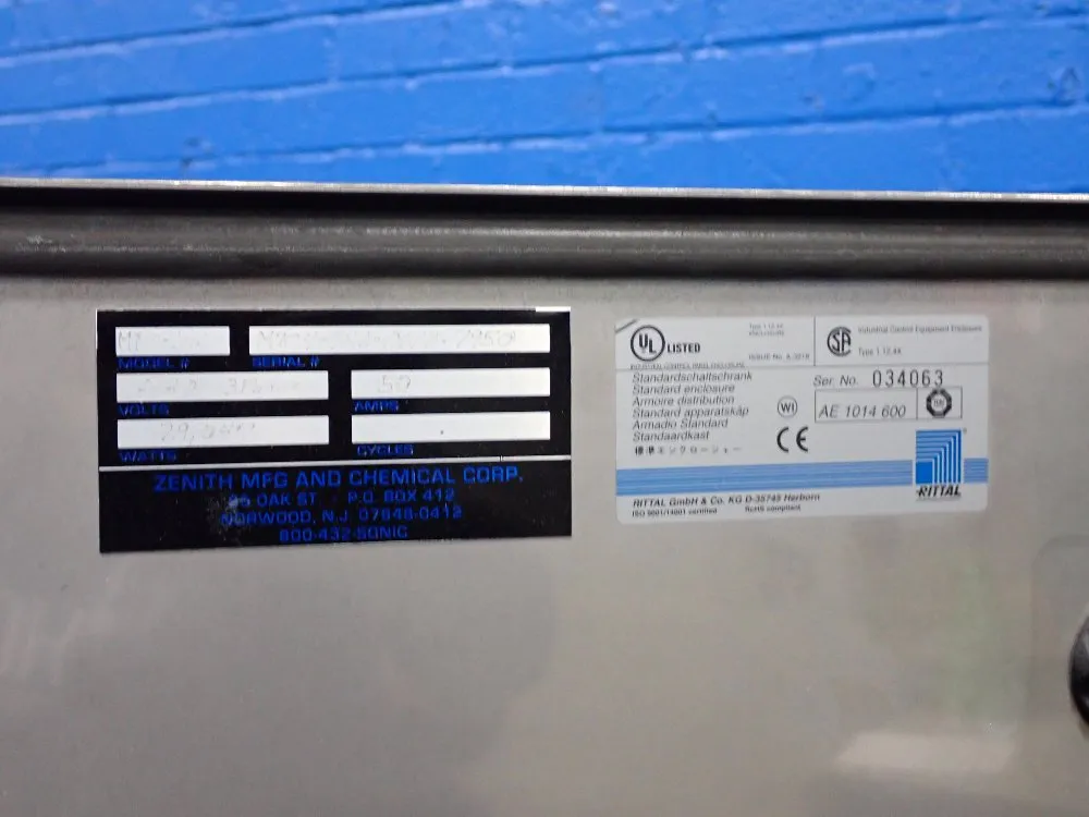 Zenith Mfg And Chemical Corporation 29,047 Watts Ultra Sonic Cleaner - Mtc4-tr2