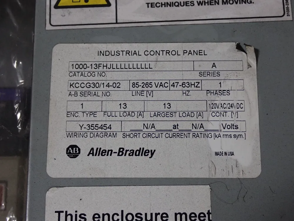 Allen-bradley Control Panel - Kccg30/1402 And /1403